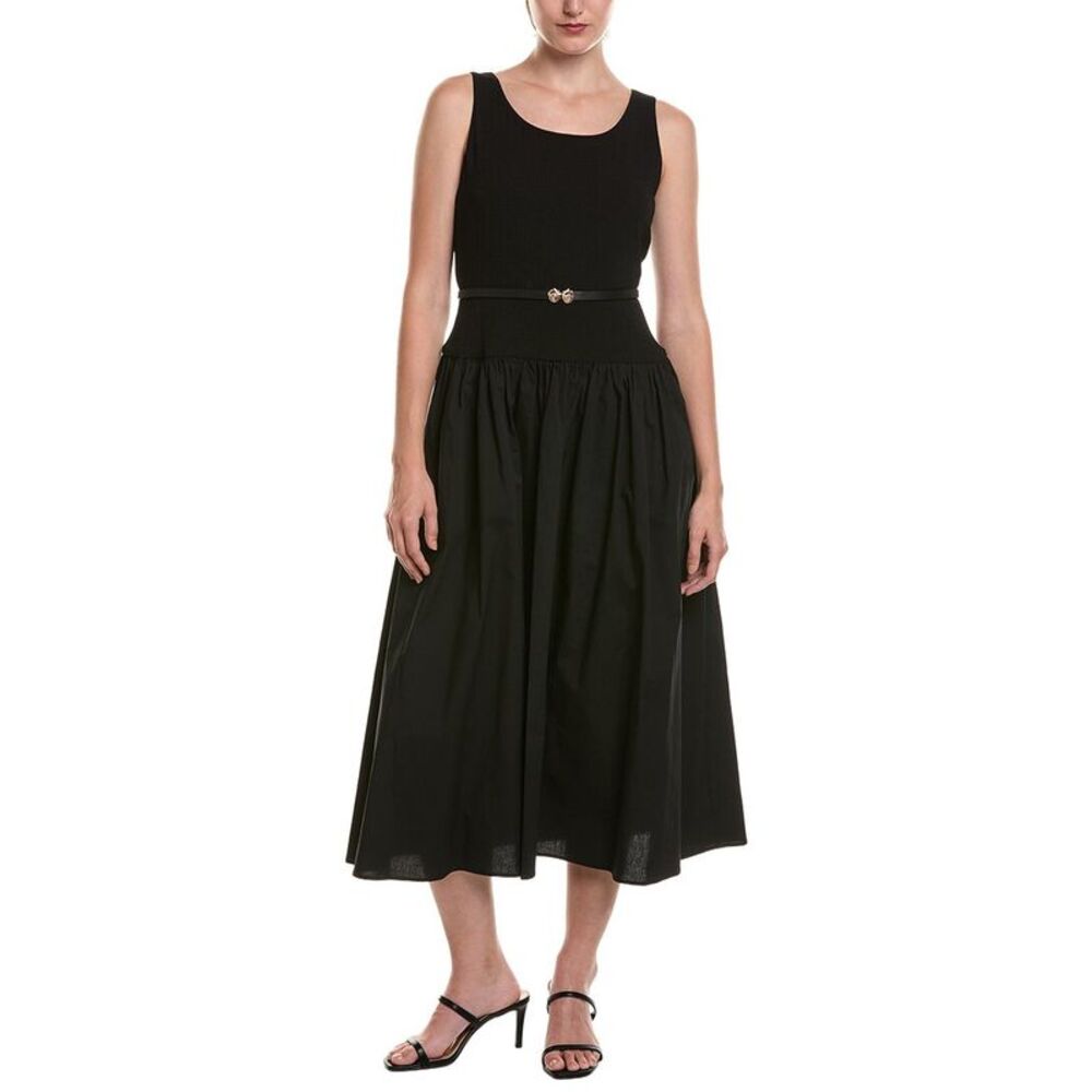 Anne Klein Womens  Petite Scoop Neck Drop-Waist Maxi Dress